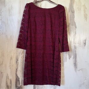 Jessica Howard Burgundy/Wine Lace Overlay Shift Dress Size 16